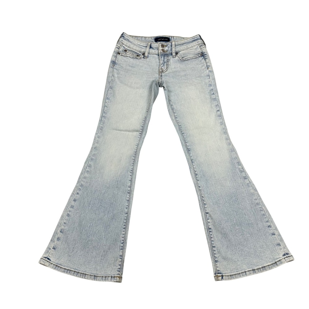 Aeropostale Womens Low Rise Flare Light Wash Denim Jeans Size 0 Short Y2K Style